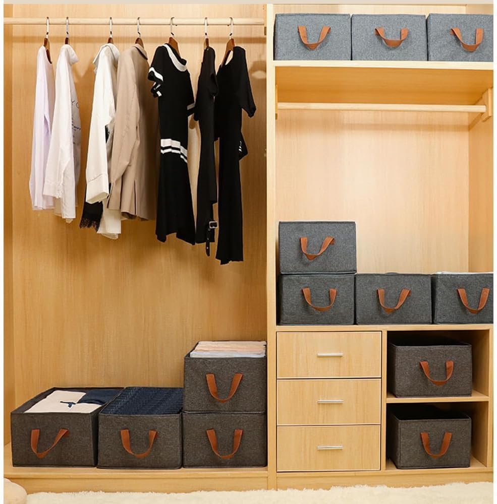 Aufbewahrungsbox Stoff 4er Set, Stoffboxen Aufbewahrung, Zusammenklappbarer, Gross Aufbewahrungsboxe