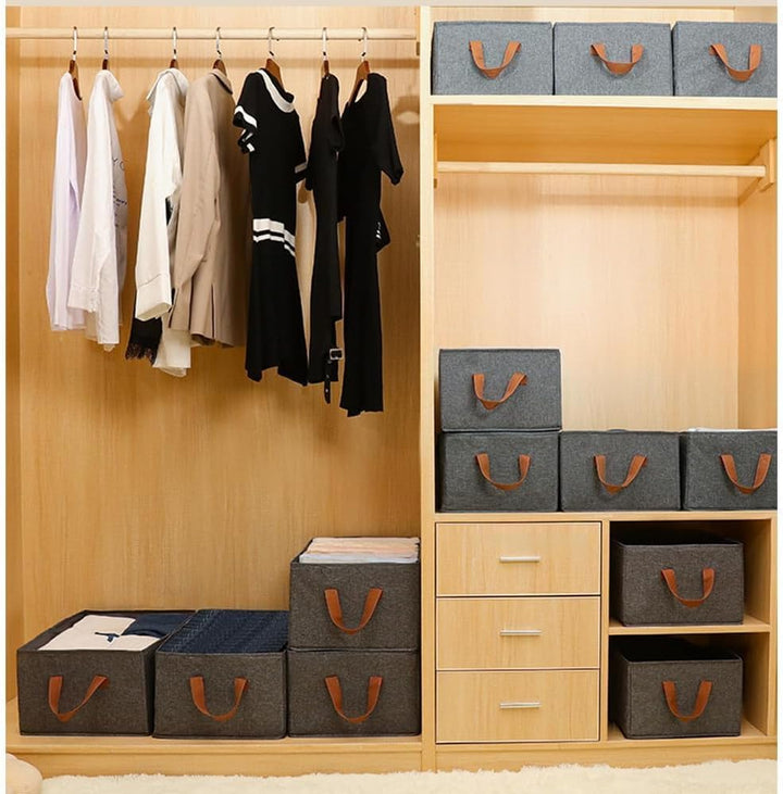 Aufbewahrungsbox Stoff 4er Set, Stoffboxen Aufbewahrung, Zusammenklappbarer, Gross Aufbewahrungsboxe