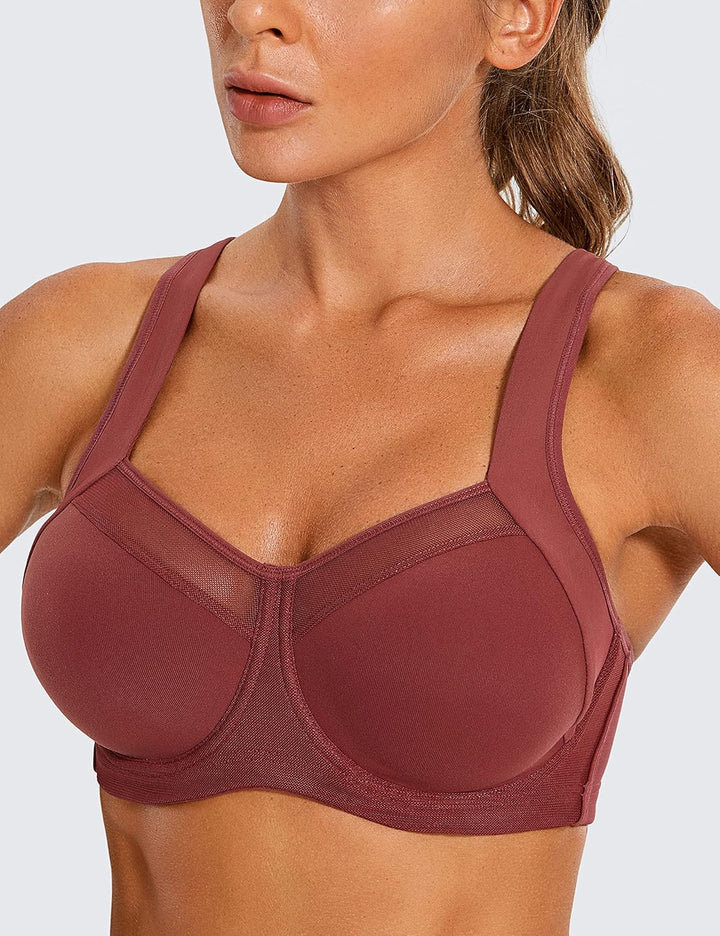 SYROKAN Damen Starker Halt Sport BH - Mesh mit Bügel Ringerrücken Ohne Einlagen Fitness Lauf Joggen