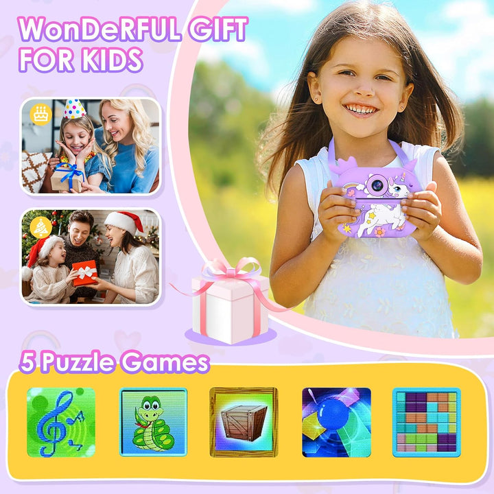 Kinderkamera Sofortbildkamera, Digitalkamera für Kinder mit Druckpapier 32G TF Karte, 2,4 Zoll Bilds