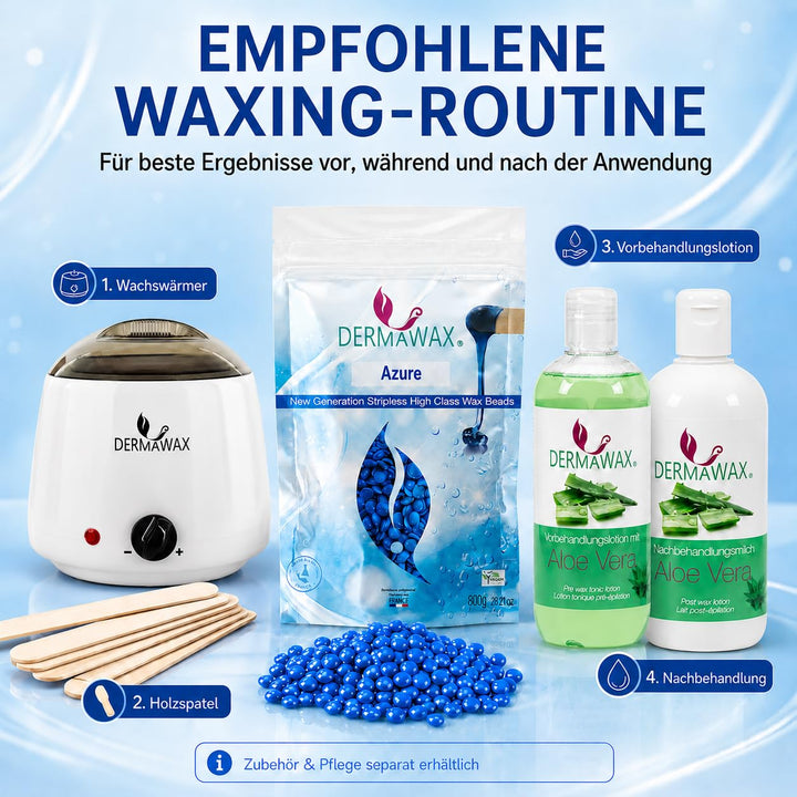 Dermawax 800 Gramm Azure Vegan Waxing Perlen zur Haarentfernung Intimbereich Bikinizone Achseln Rück