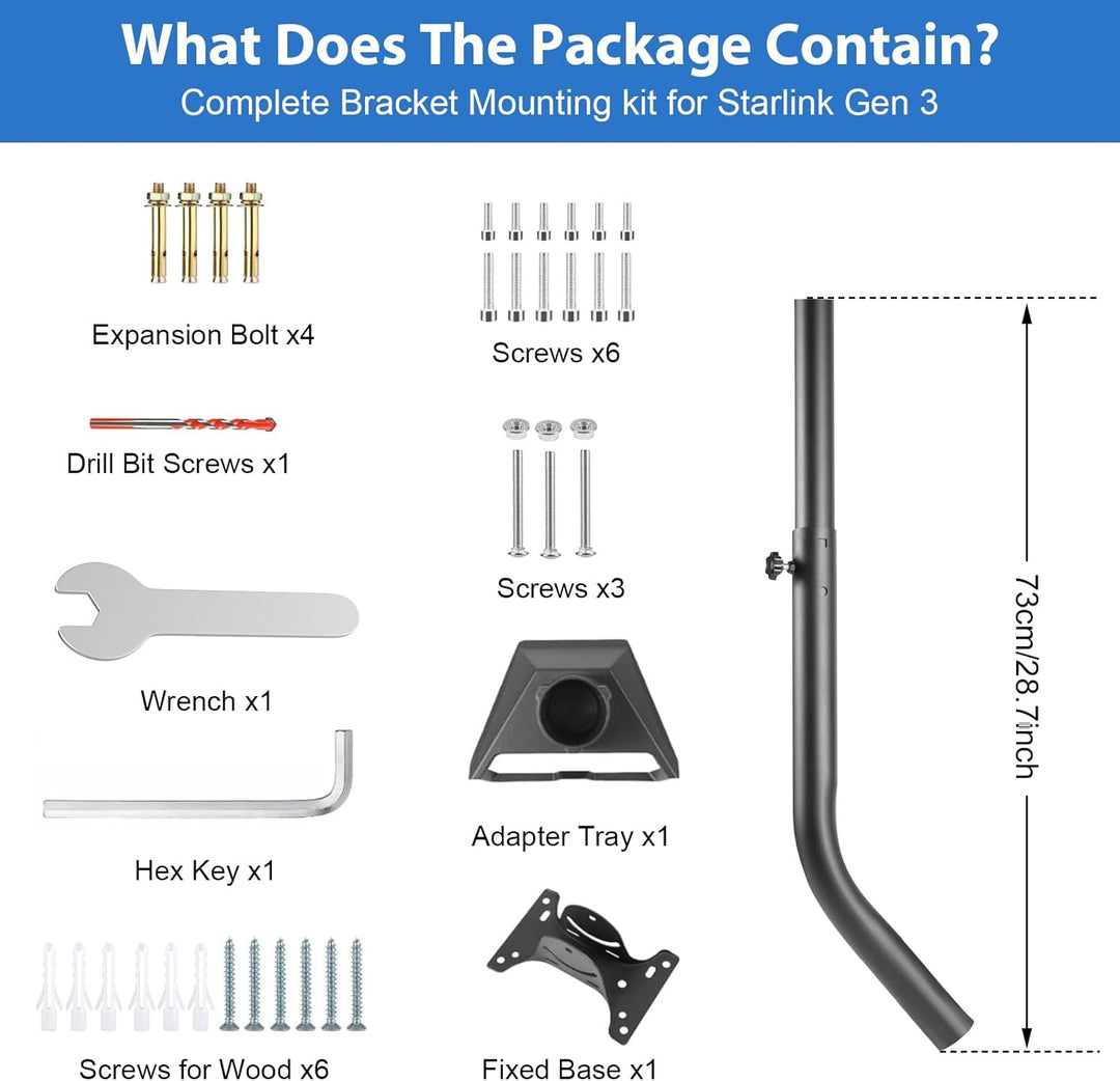 Halterung kompatibel mit Starlink V3, lange Wandhalterung kompatibel mit Starlink V3, Dachhalterung