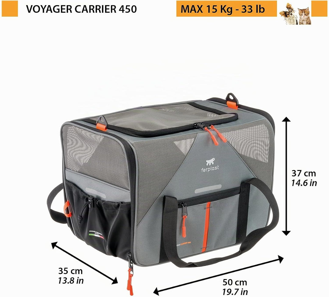 Ferplast Hundebox Voyager Carrier, Transportbox Katze, Hundetasche, verstellbare Griffe und Schulter