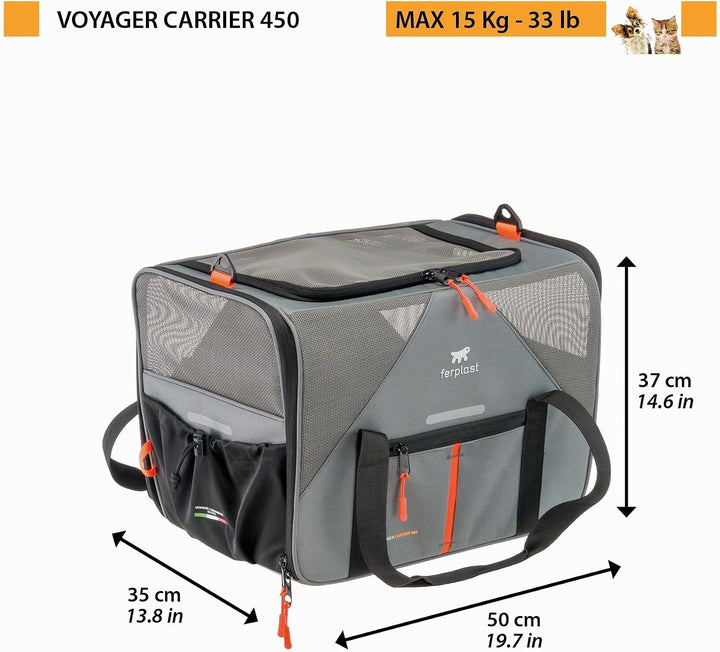 Ferplast Hundebox Voyager Carrier, Transportbox Katze, Hundetasche, verstellbare Griffe und Schulter