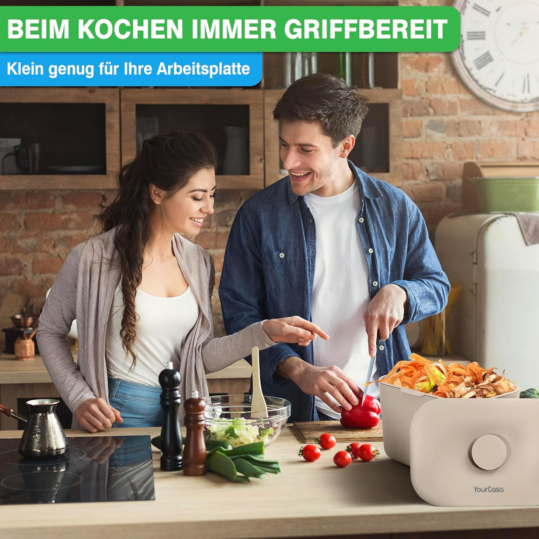 YourCasa Biomülleimer Küche 5L - Komposteimer für alltäglichen Biomüll Behälter - Spülmaschinenfest