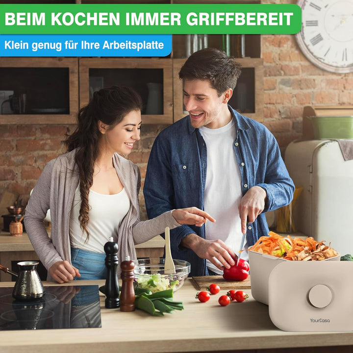 YourCasa Biomülleimer Küche 5L - Komposteimer für alltäglichen Biomüll Behälter - Spülmaschinenfest