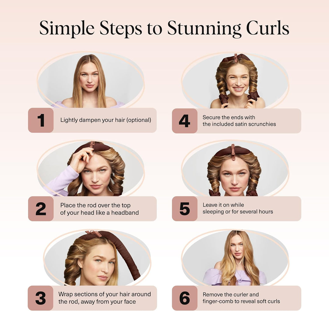 Kitsch Satin Heatless Curling Set XL - Gross Heatless Lockenwickler Stirnband für Langes Haar Locken