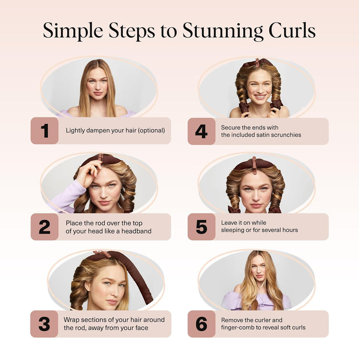 Kitsch Satin Heatless Curling Set XL - Gross Heatless Lockenwickler Stirnband für Langes Haar Locken