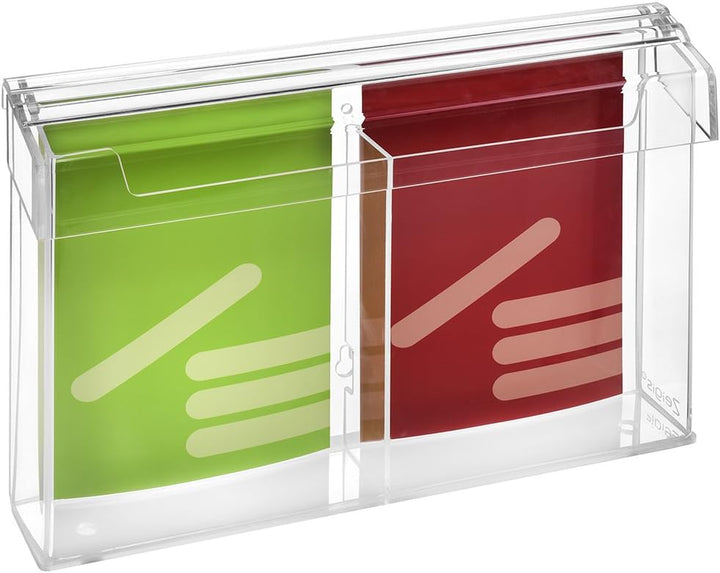 2-Fach DIN A5 Prospektbox/Prospekthalter/Flyerhalter im Hochformat, wetterfest, für Aussen, mit Deck