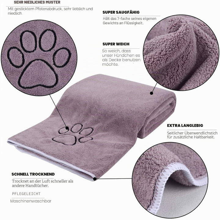 KinHwa super saugfähiges Haustierhandtuch Mikrofaser Hund Badetuch für Hunde und Katzen 76CM x 127CM