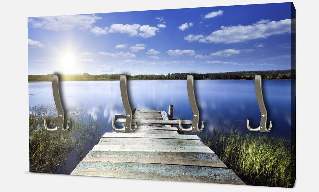 wandmotiv24 Garderobe Bootssteg Querformat - 69x40 (BxH) - Leinwand Wandgarderobe, inklusive Gardero