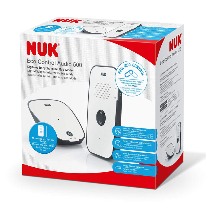 NUK Eco Control 500 Digitales Audio Babyphone, frei von hochfrequenter Strahlung im Eco-Mode, Gegens