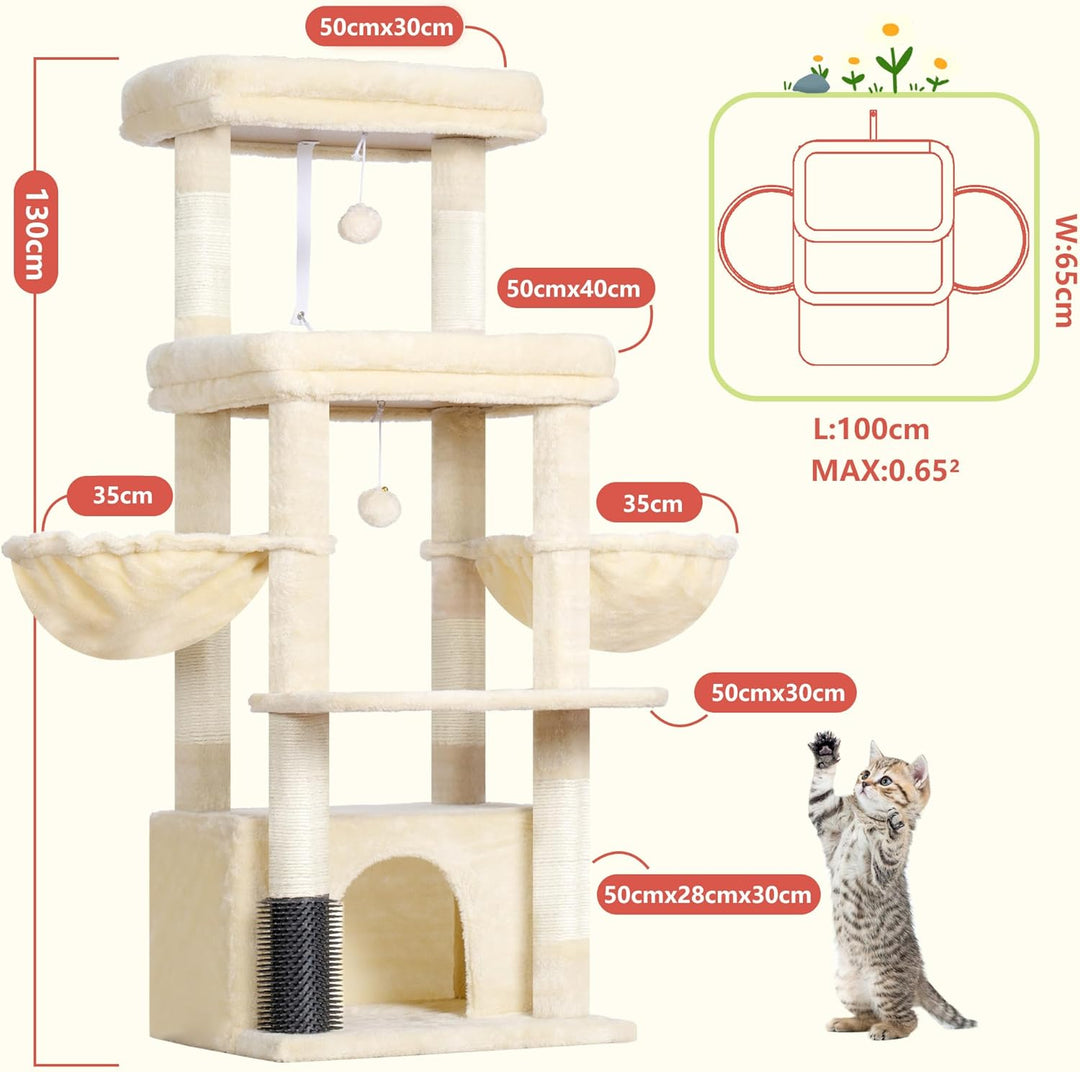 Hey-brother Kratzbaum, Katzenbaum für Grosskatze und Maine-Coon-Katzen, mehrstöckiger Stabil Katzenk