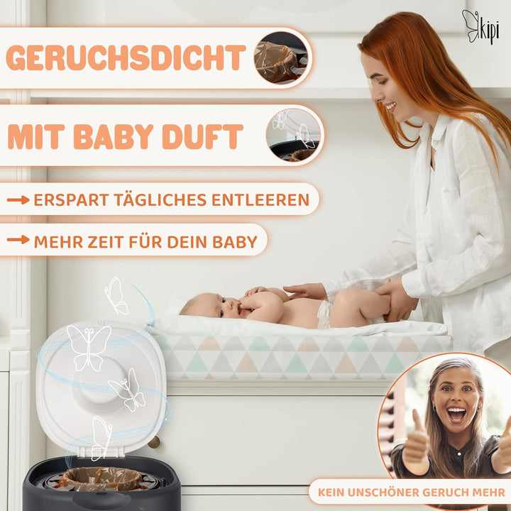 kipi XXL Nachfüllfolie Windeleimer - 8 Stück für runde & achteckige Nachfüllkassetten, extrem ergieb