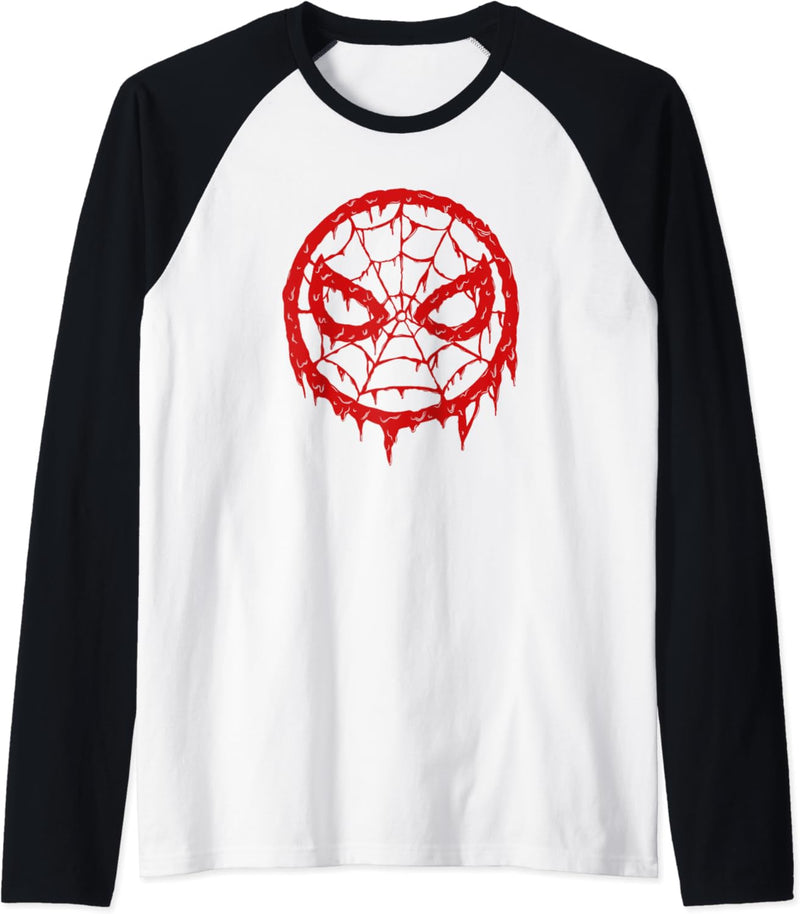 Marvel Spider-Man Mask Logo Melting Paint Drip Raglan