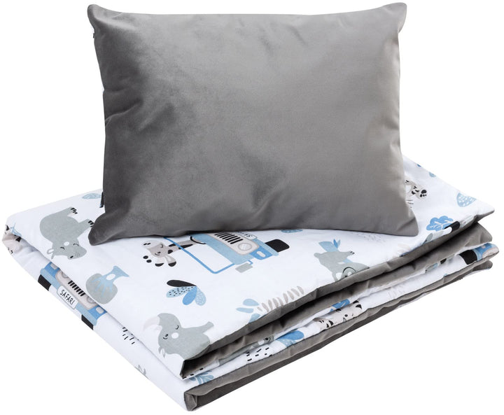 Bellochi Multifunktional Baby Decke Set - Doppelseitig Baby Bettwäsche 75x100 cm und Kissen 30x40cm