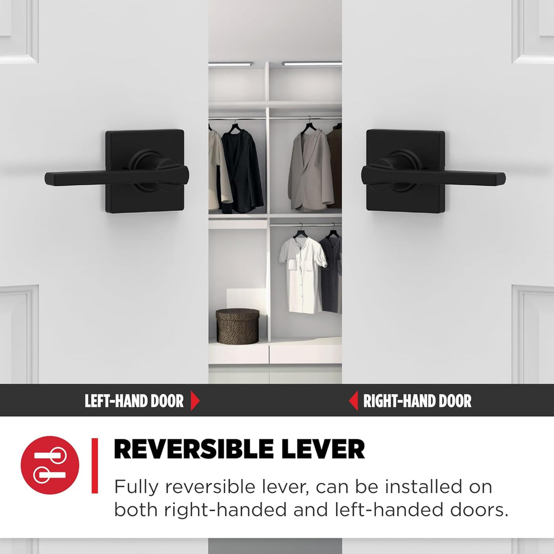 Kwikset 92001-603 Casey Passage Lever, Matte Black Schwarz Modern, Schwarz Modern