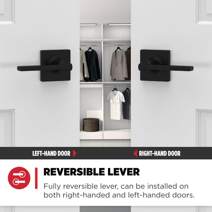 Kwikset 92001-603 Casey Passage Lever, Matte Black Schwarz Modern, Schwarz Modern
