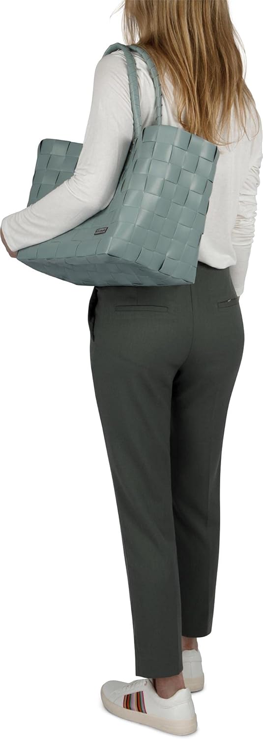 normani Einkaufstasche geflochten mit Henkeln - Tragetasche extra robust Farbe Mint Mint Einheitsgrö