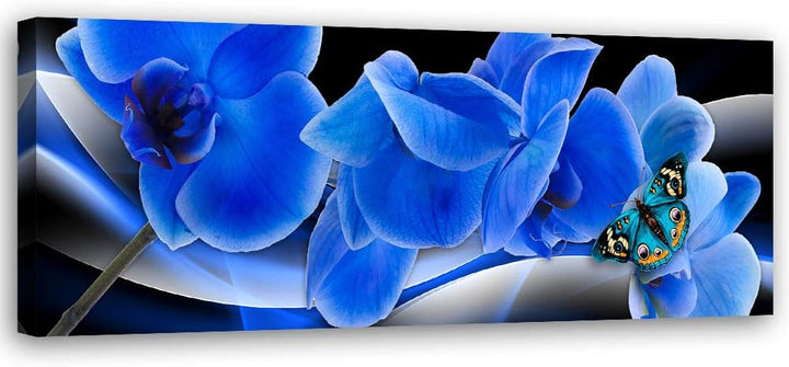 Feeby Wandbild Orchideen Druckbild Leinwandbild abstrakt Blau 120x40 cm Leinwandbild 120x40 cm Blau_