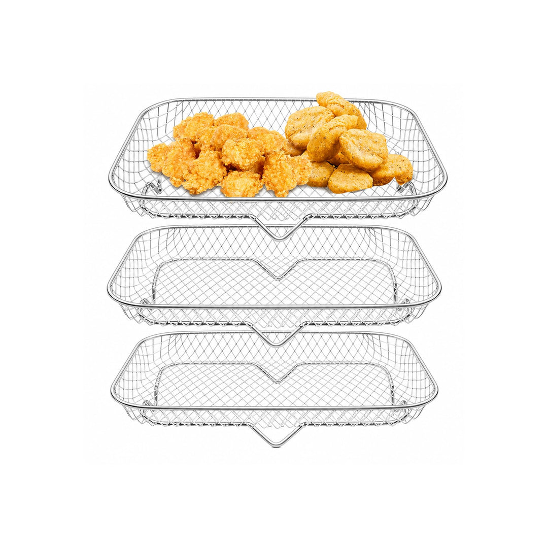 3-Schicht Luftfritteuse-Grillrost Air Fryer Rack Zubehör Edelstahl Grill Dehydrator Rack stapelbar A