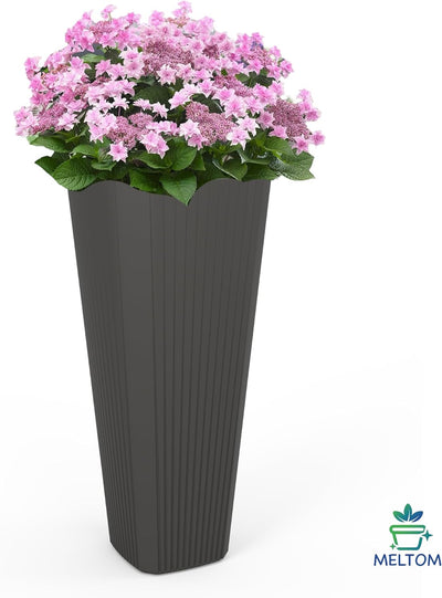 Blumenkübel Slim Rund Blumentopf Pflanzkübel mit Herausnehmbaren Einsatz Dekorativ Grösse XXL Anthra