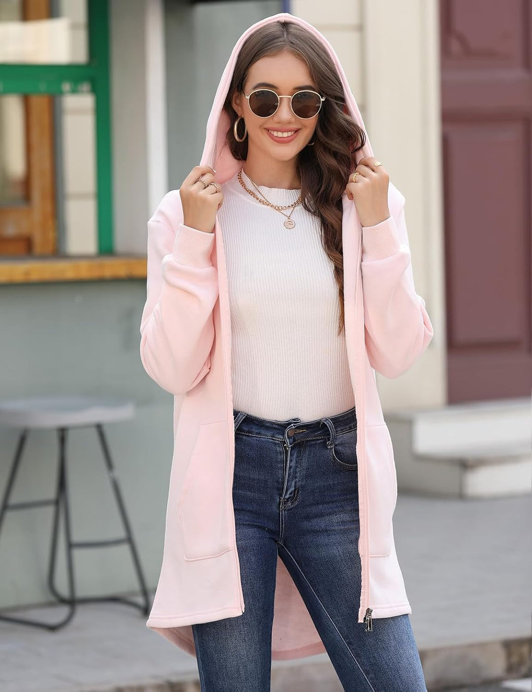 CMTOP Damen Sweatjacke Hoodie Kapuzenpullover mit Zipper Sweatshirt Jacke Langarm Pullover Kapuzenpu