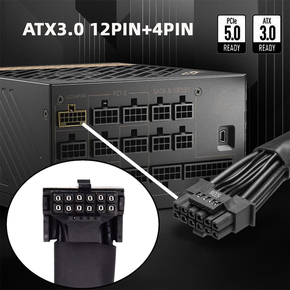 cablecc 12VHPWR ATX3.0 PCI-E 5.0 Power Modular Kabel Stecker zur weiblichen Verlängerung nach unten