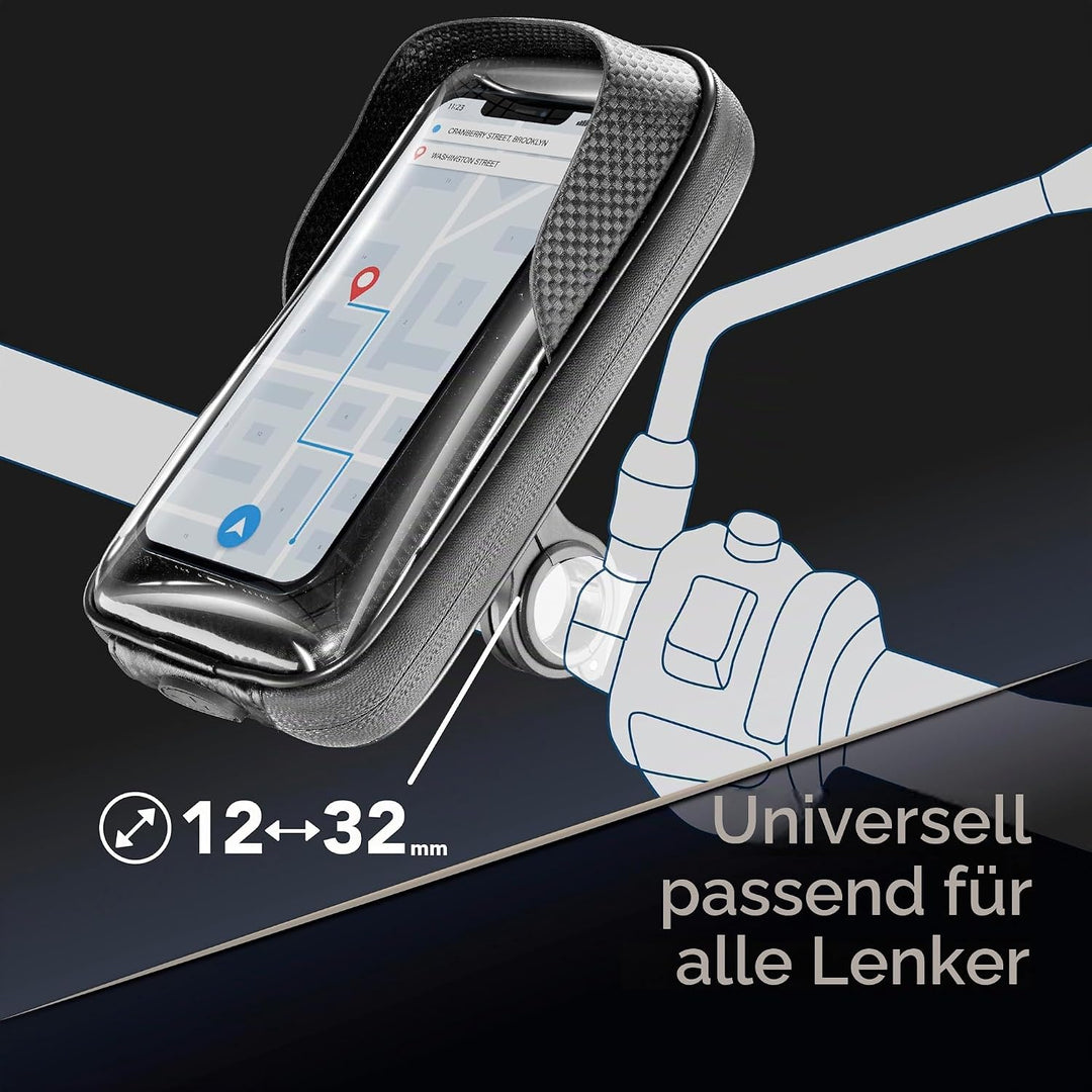 cellularline | Rider Shield - Universal | Runder Lenker, wasserdichter Smartphone-Halter für Motorrä