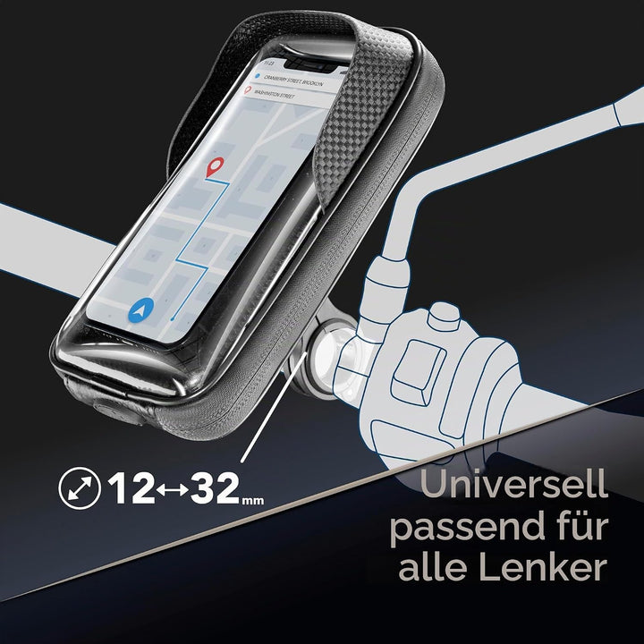 cellularline | Rider Shield - Universal | Runder Lenker, wasserdichter Smartphone-Halter für Motorrä