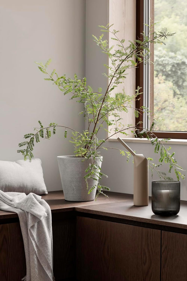 blomus -VEN- Windlicht Size L, sanfter Grauton, eleganter Blickfang als Windlicht oder Vase, Farbe S