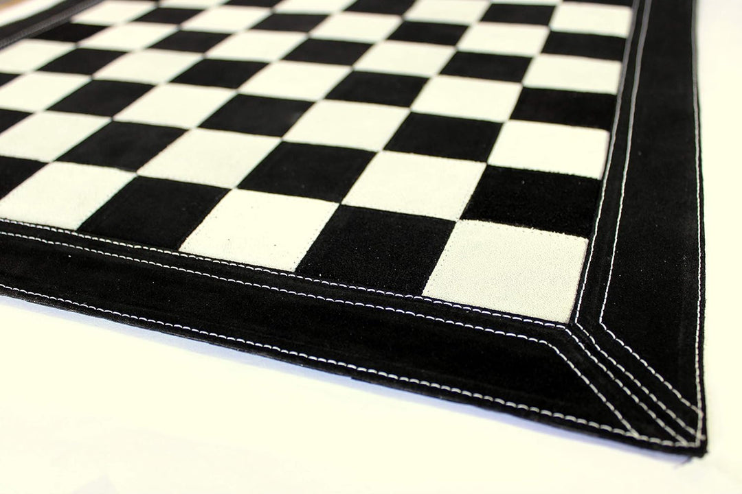 StonKraft Grosses Schachbrett aus echtem Leder, 48,3 x 48,3 cm, aufrollbares Turnierschach (schwarze