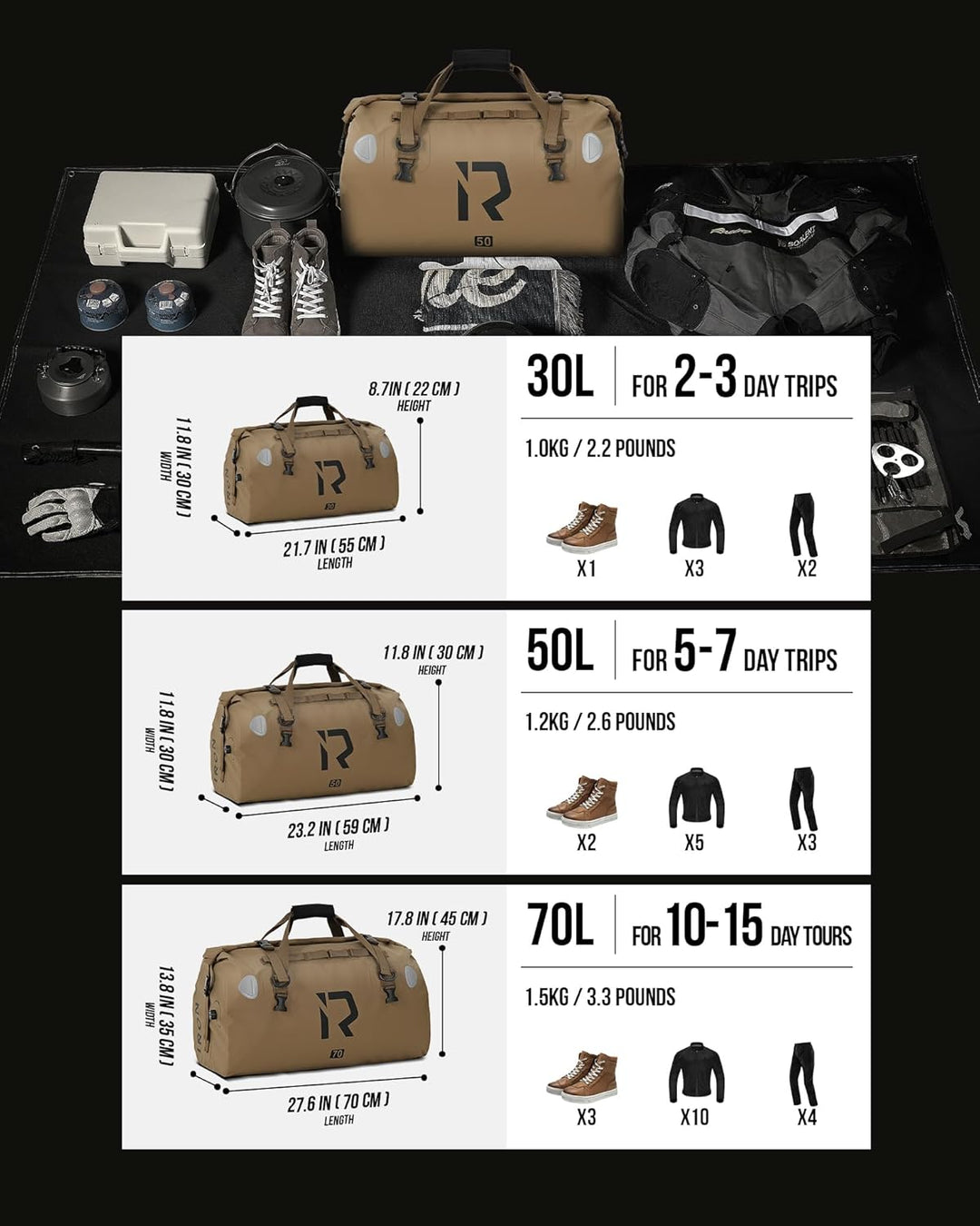 IRON JIA'S Motorradtasche Gepäckrolle Motorrad Hecktasche Satteltasche wasserdichte Motorrad Reiseta