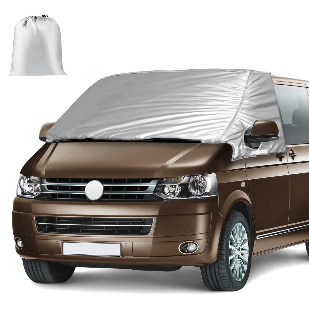 Auto Windschutzscheiben Abdeckung passend für VW T5 Caddy 2010-2020, Faltbare Silber Externe Thermo