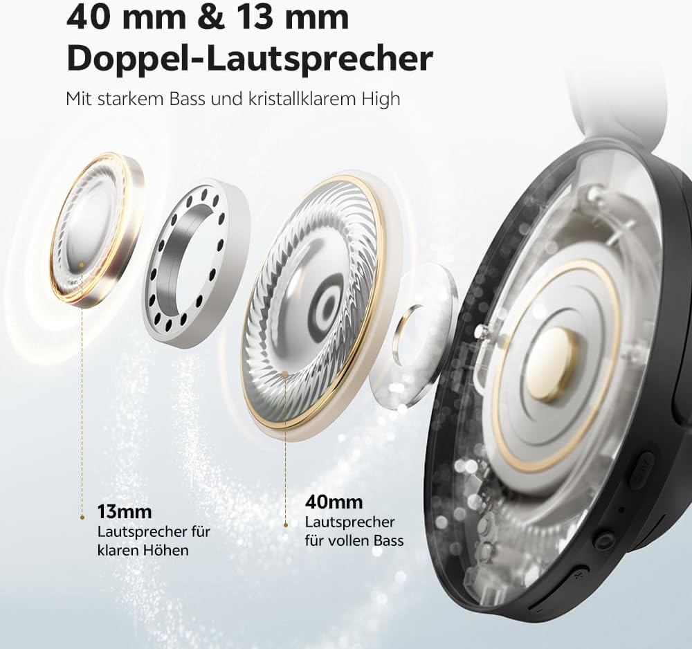 QCY H3S Over Ear Bluetooth Kopfhörer,Hybrid Aktive Noise Cancelling,Hi-Res Audio,LDAC,ultraleichtem