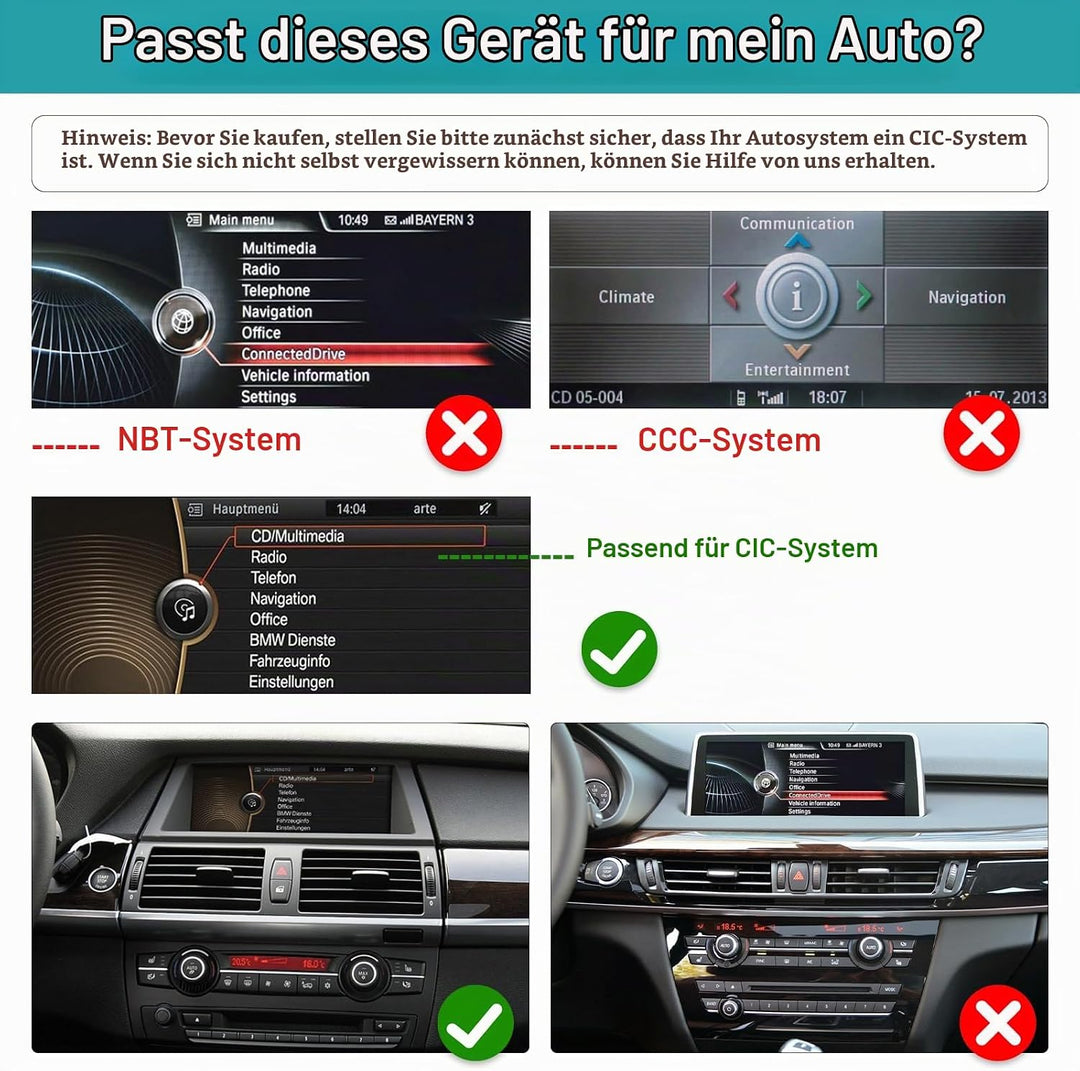 10,25 Zoll Touchscreen-Autoradio für BMW X5/X6 E70 E71 2011–2013 mit CIC-System, unterstützt Apple C