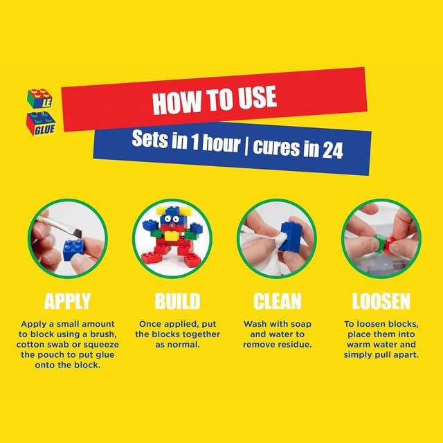Temporary Glue For LEGO®, Mega Blocks, Nano Blocks, and More. Great For Kids! Non-Toxic! Made In USA