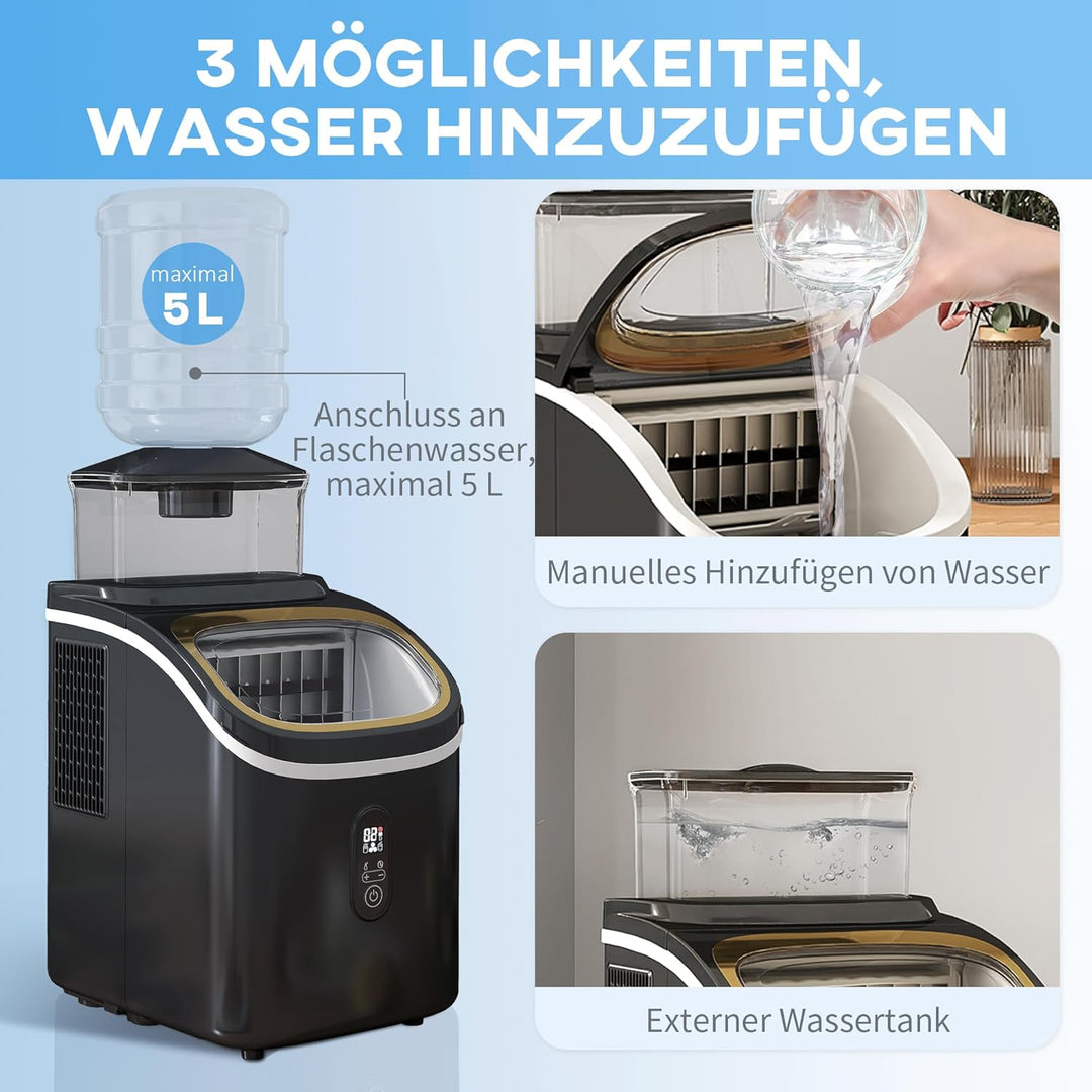 HOMCOM Eiswürfelmaschine 15 kg/24h Ice Cube Maker Maschine mit Schaufel, 1,5 L Wassertank, Verstellb