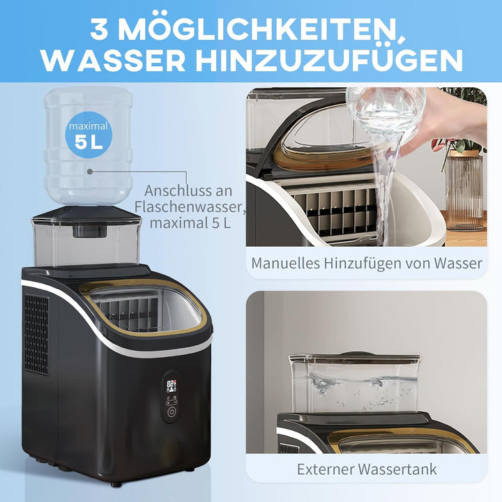 HOMCOM Eiswürfelmaschine 15 kg/24h Ice Cube Maker Maschine mit Schaufel, 1,5 L Wassertank, Verstellb