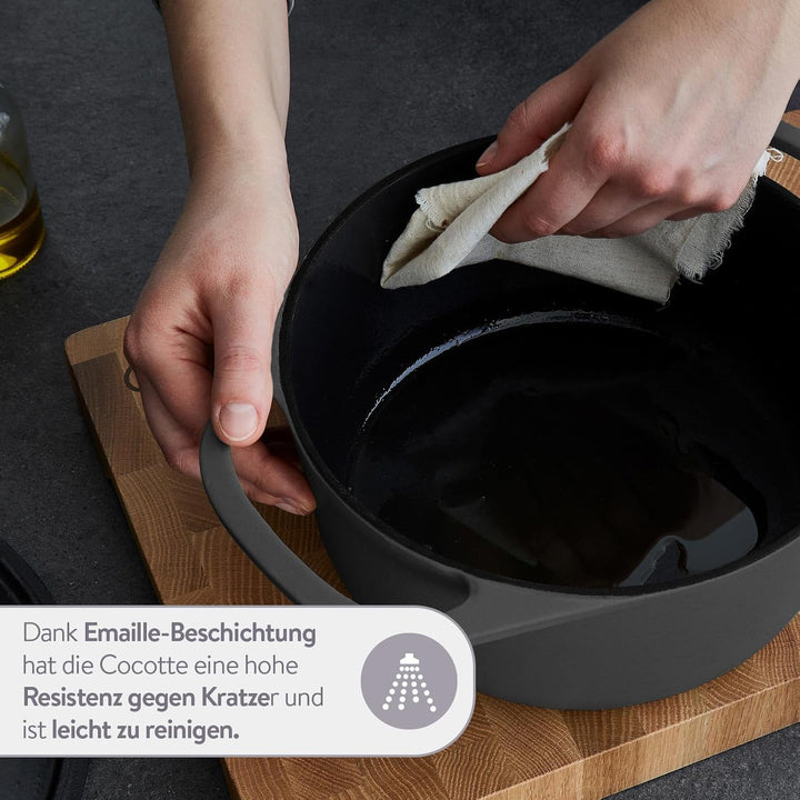 SPRINGLANE Cocotte mit Deckel – Gusseisen Topf Bräter Schmortopf Kochtopf Induktion – 24 cm rund, 4