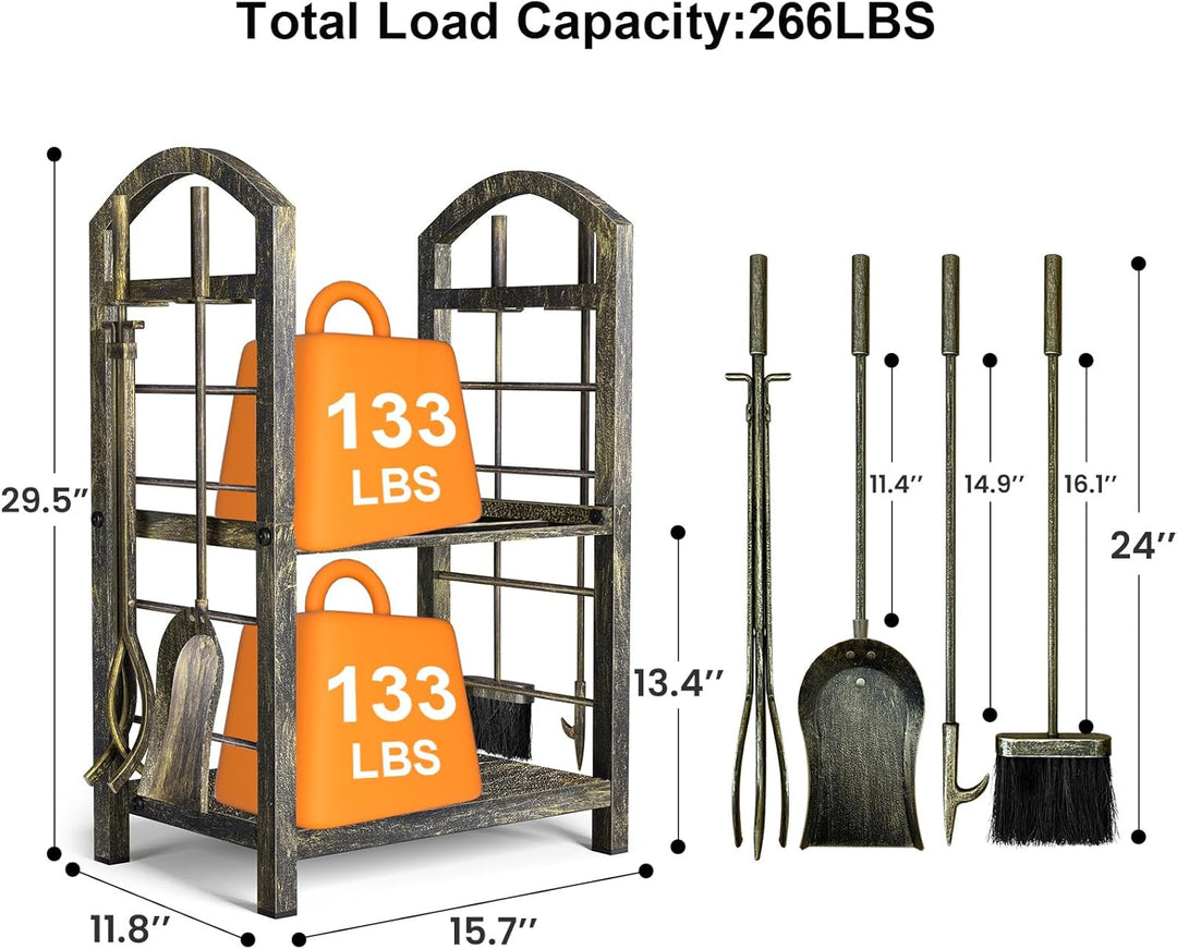 Amagabeli Kamin Kaminholz Holzregal mit Werkzeugsets Indoor Holzhalter Kamin Outdoor Holzhalter Rack