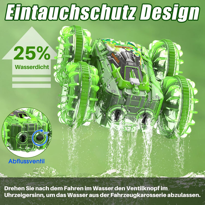 AmazeFun Amphibienfahrzeug Ferngesteuertes Auto ab 4 5 6 7 8 9 Jahre Gestensensor RC Auto Indoor & O