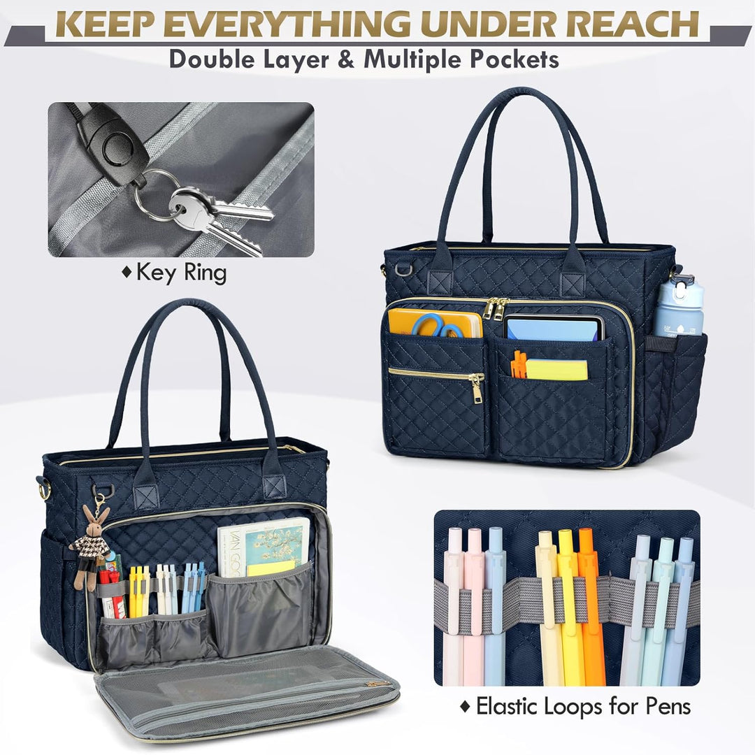 RAINSMORE Lehrertasche 15.6 Zoll Laptoptasche Damen Aktentasche mit Isolierter Tasche Arbeitstasche