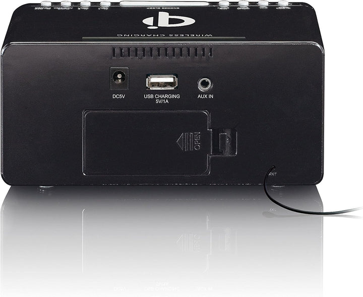 Lenco Radiowecker CR-550 mit 2 Weckzeiten 12 Zoll LED Display dimmbar Sleep-Timer Schlummerfunktion