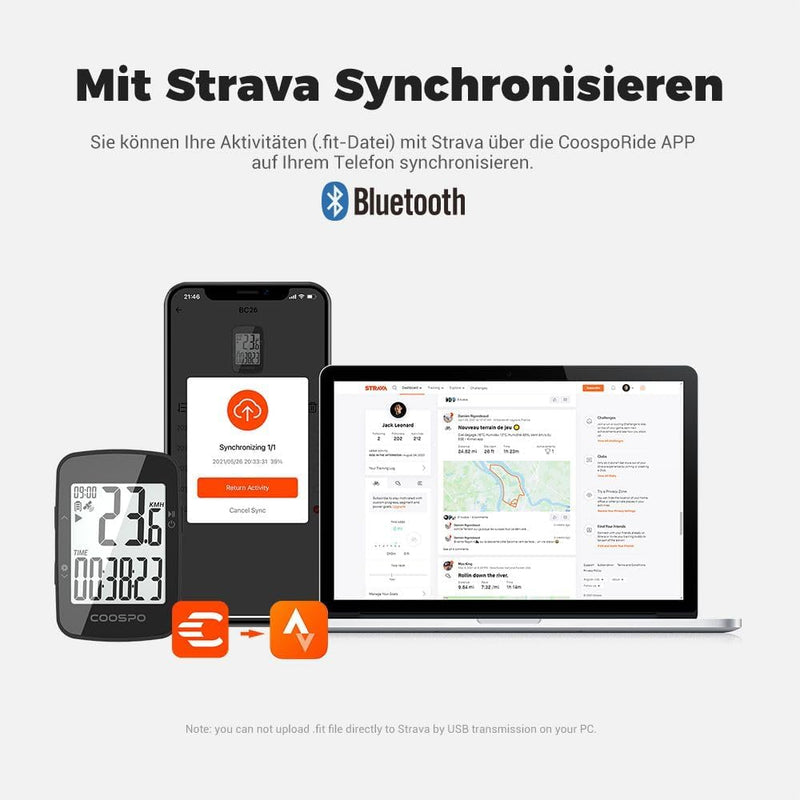 COOSPO BC26 GPS Fahrradcomputer Kabellos Bluetooth5.0 Fahrrad Kilometerzähler Fahrradtacho Radcomput