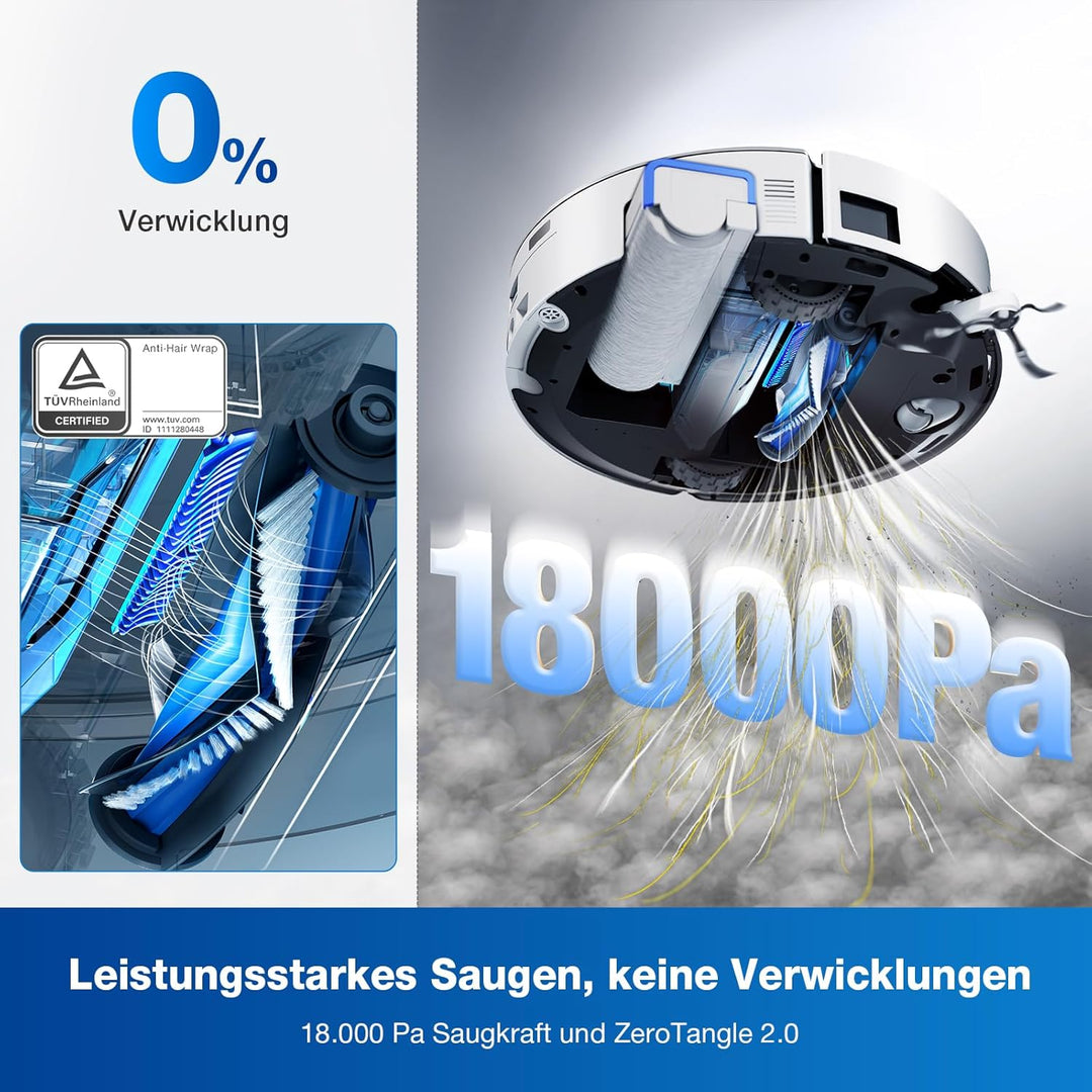 ECOVACS DEEBOT X8 Omni Saugroboter mit Wischfunktion, 18.000 Pa, OZMO Roller Wischwalze mit kontinui