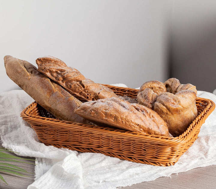 2er Set Brotkörbchen Brotkorb Geflochten 35 x 25 x 7 cm Körbchen aus Polypropylen,Geschenkkorb,Flech