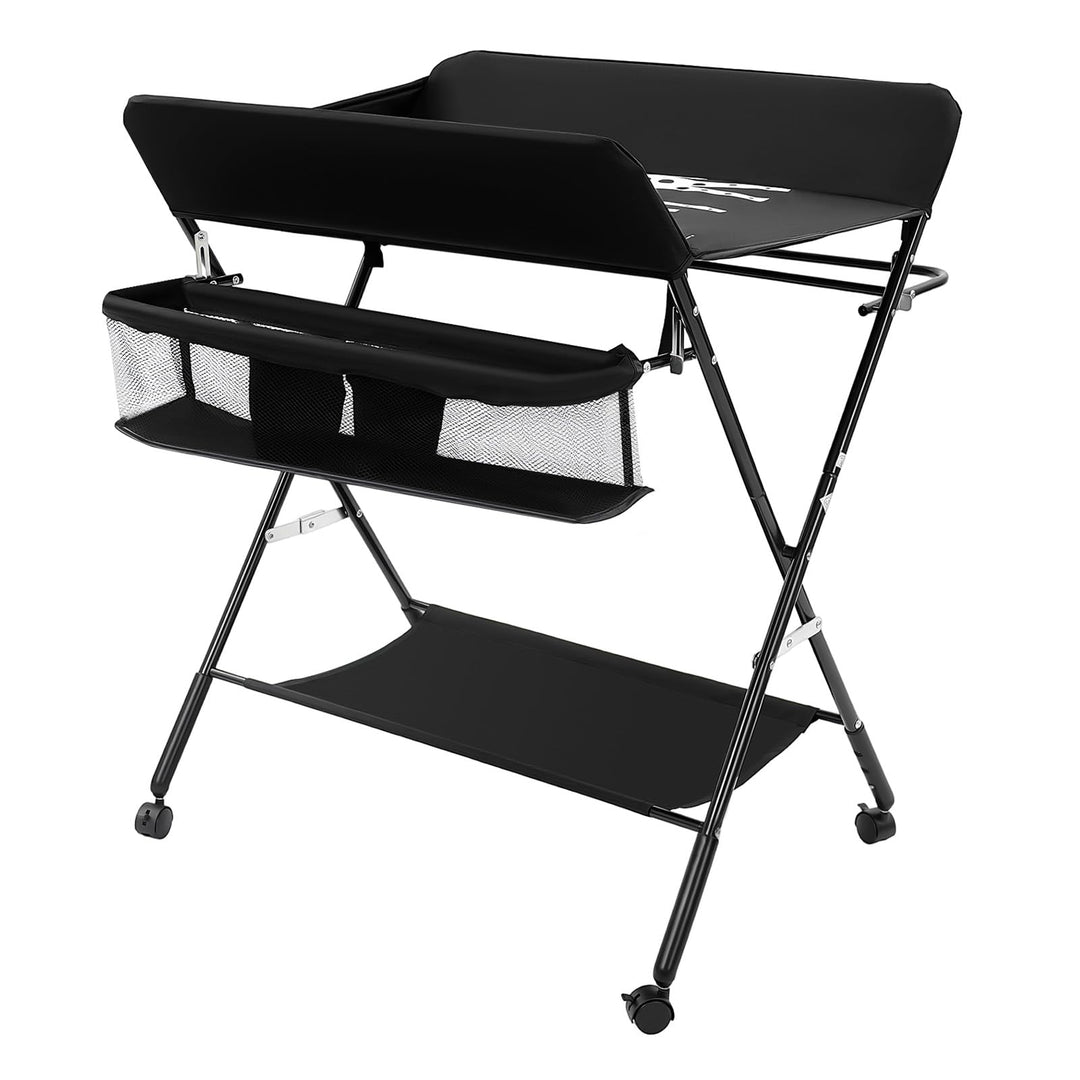 Wickeltisch Mobiler, Wickelkombi Klappbar Höhenverstellbar, Baby Wickelkommode mit Wickelauflage, Si
