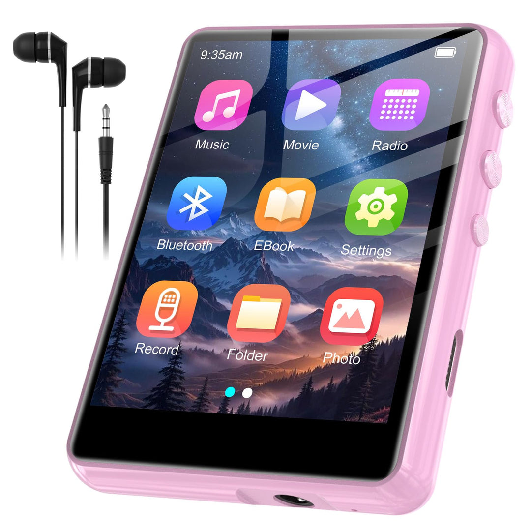 SWOFY 128GB MP3-Player mit Bluetooth 5.3-2,4-Zoll Touchscreen, HiFi-Klang, integrierter Lautsprecher