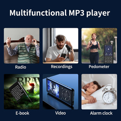 64GB MP3 Player Bluetooth 5.3, HiFi Musik Lossless Sound, Metallgehäuse Built-in HD Speaker，Touch-Ta